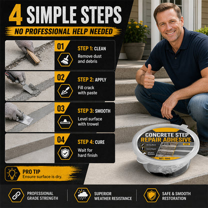 🧱One application solves all your stair crack problems! High-strength concrete repair adhesive