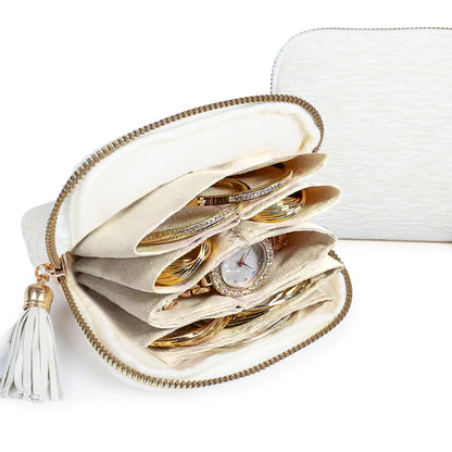 💎 Travel Jewelry Organizer Bag – Cotton-Lined Multi-Layer Case, Tangle-Free Storage