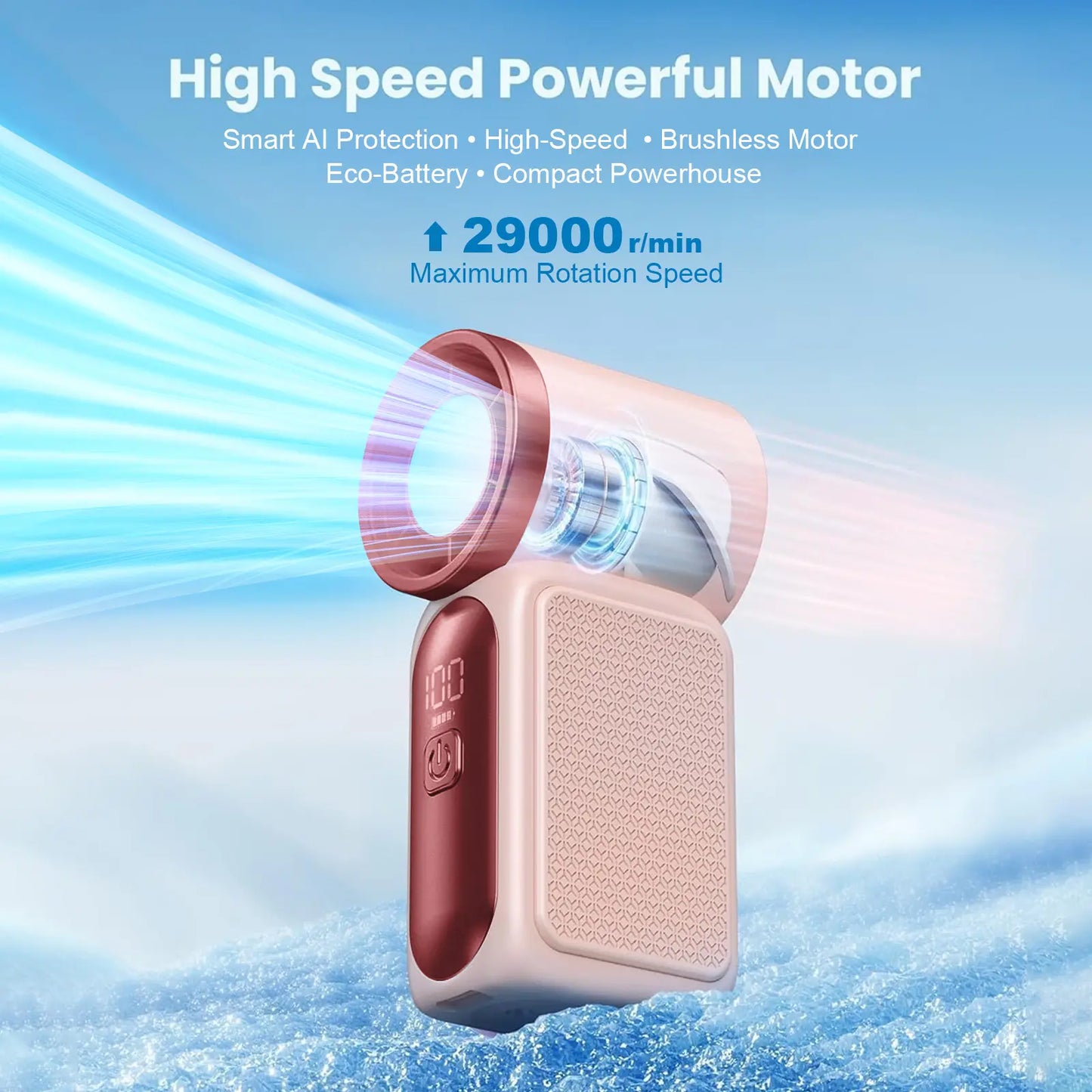 Mini Handheld Fan with LED Display | 3000mAh & 6-Speed USB Rechargeable Pocket Fan