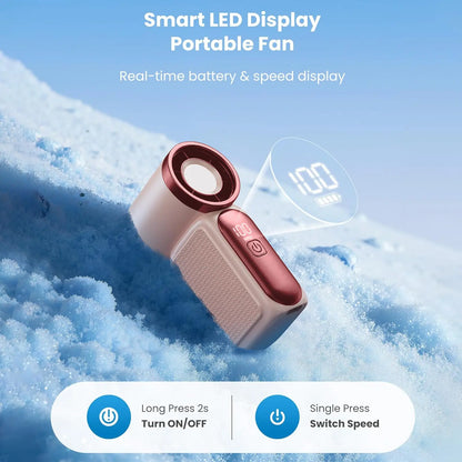 Mini Handheld Fan with LED Display | 3000mAh & 6-Speed USB Rechargeable Pocket Fan