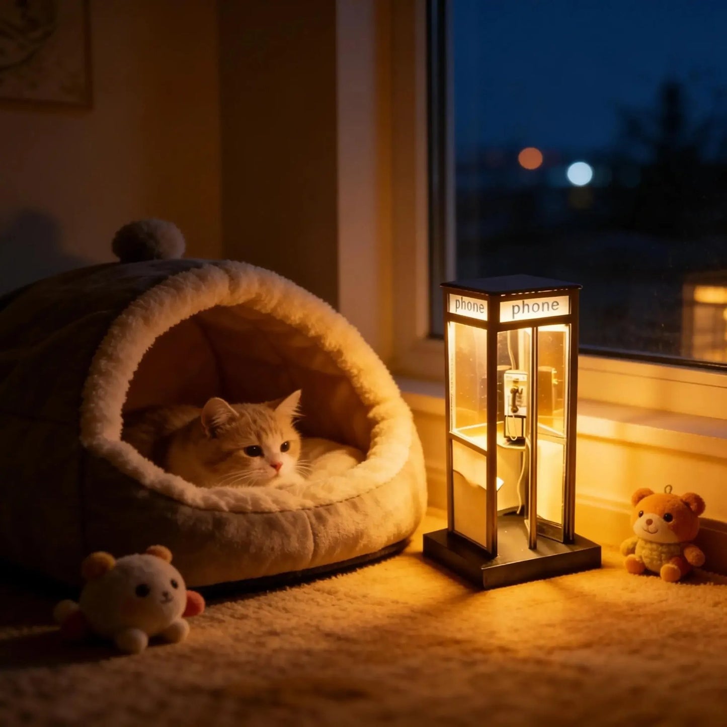 Retro Telephone Booth Bedside Night Light 📞✨