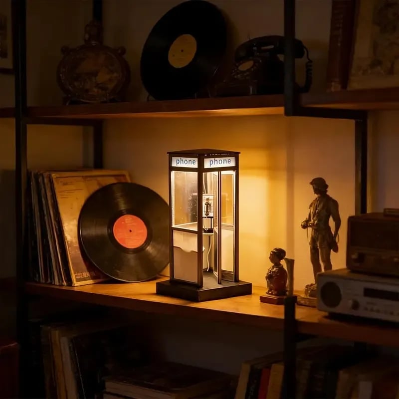 Retro Telephone Booth Bedside Night Light 📞✨