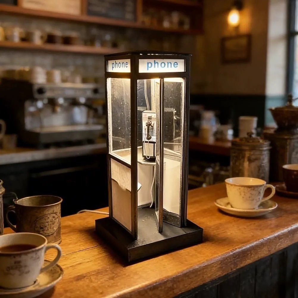 Retro Telephone Booth Bedside Night Light 📞✨