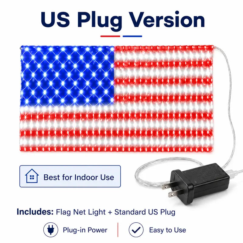 🎉Bright American Flag LED mesh light, Waterproof Indoor/Outdoor light