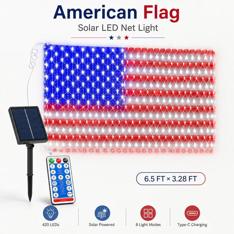 🎉Bright American Flag LED mesh light, Waterproof Indoor/Outdoor light