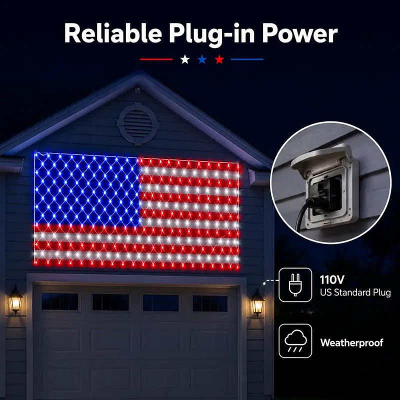 🎉Bright American Flag LED mesh light, Waterproof Indoor/Outdoor light