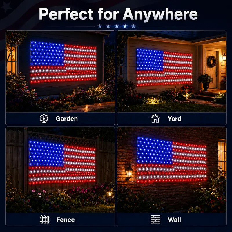 🎉Bright American Flag LED mesh light, Waterproof Indoor/Outdoor light