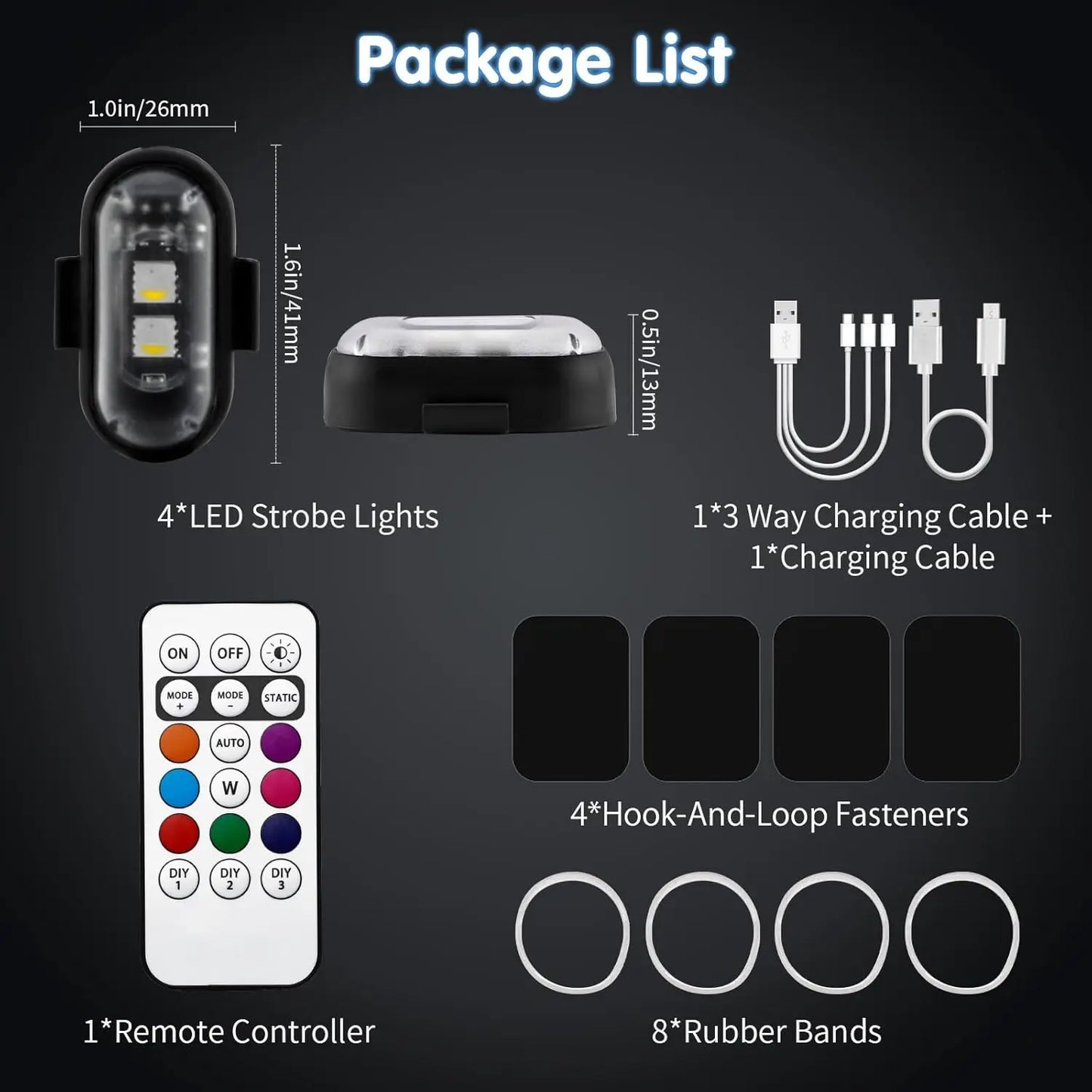 🚨 Remote Wireless RGB LED Strobe Light