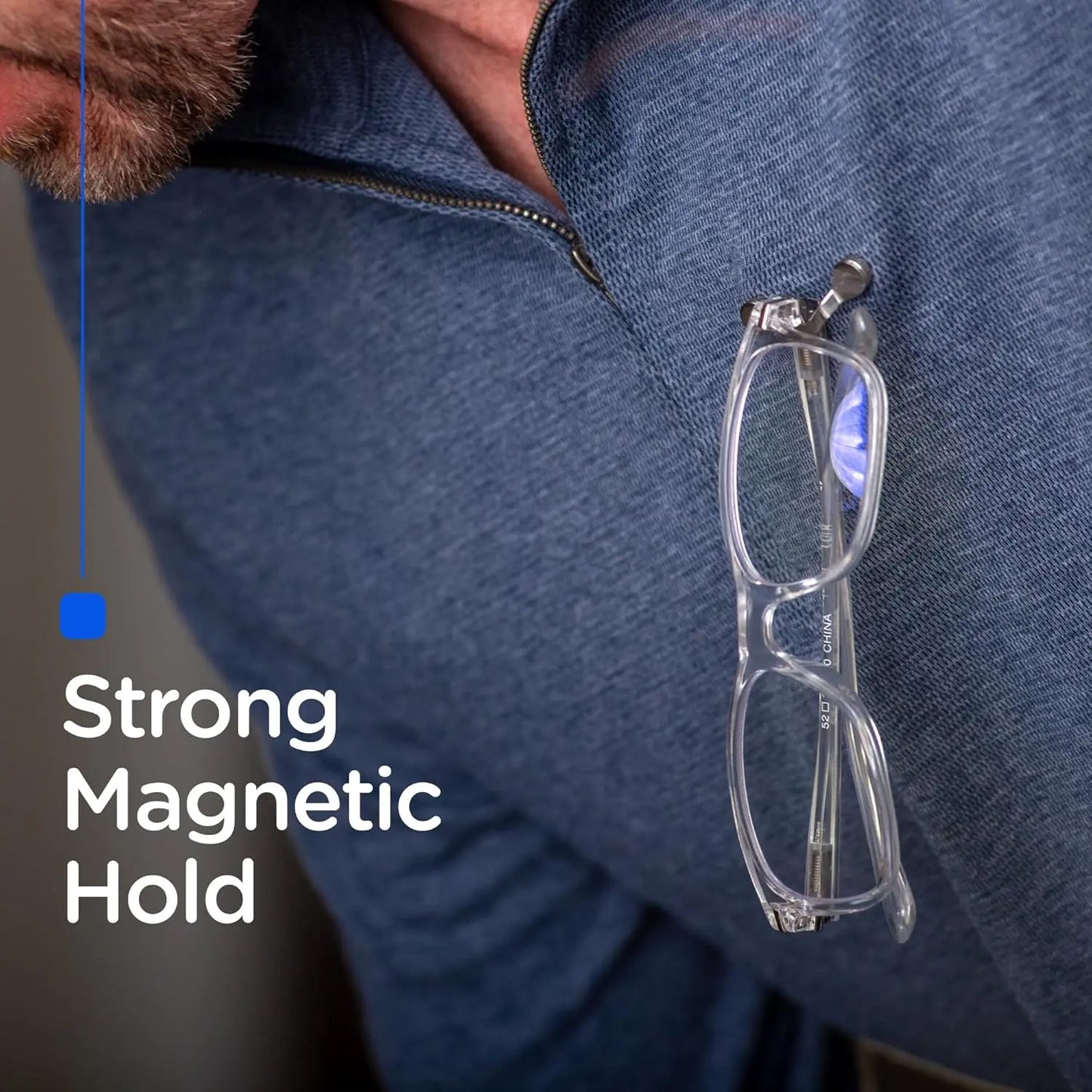 3 Pack Magnetic Stainless Steel Eyeglass Holder, Strong Magnetic Collar Clip Fits All Sunglasses Readers Eyewear