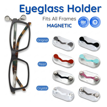 3 Pack Magnetic Stainless Steel Eyeglass Holder, Strong Magnetic Collar Clip Fits All Sunglasses Readers Eyewear