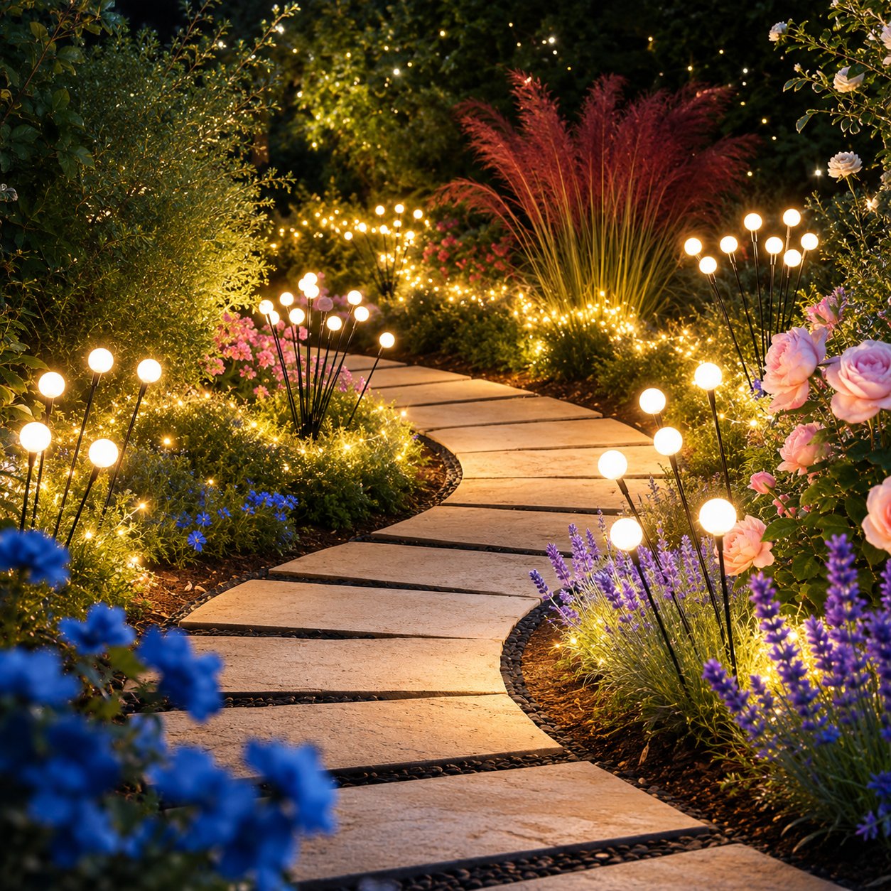 Solar Powered Firefly Swaying Garden Lights