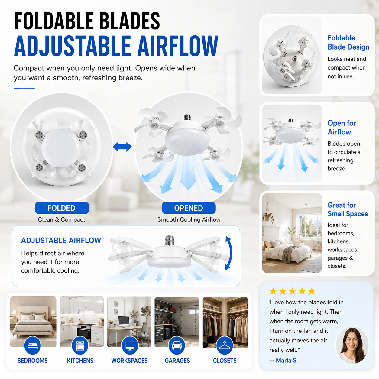 Smart E27 Socket LED Ceiling Fan Light