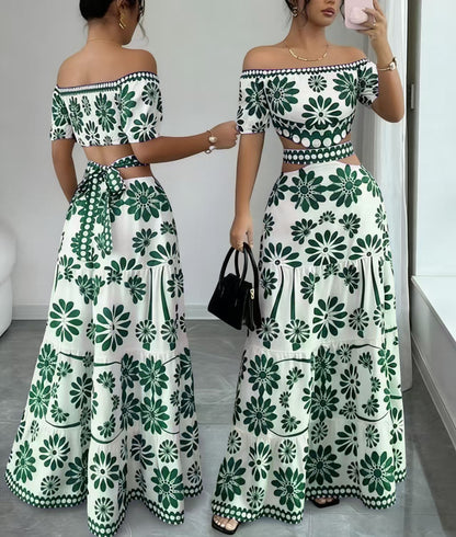 Women's Floral Off-Shoulder Cutout Maxi Dress