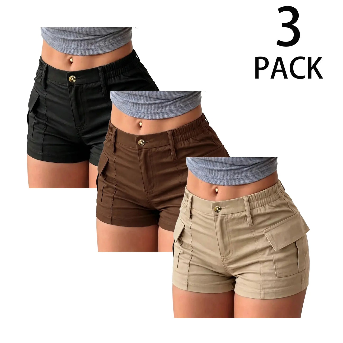 Women's High-Waisted Mini Cargo Shorts