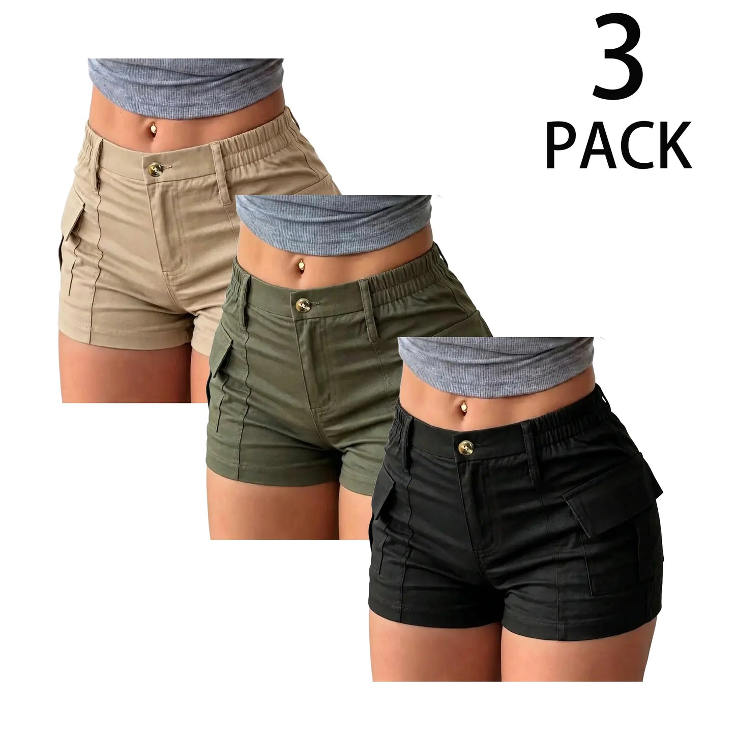 Women's High-Waisted Mini Cargo Shorts