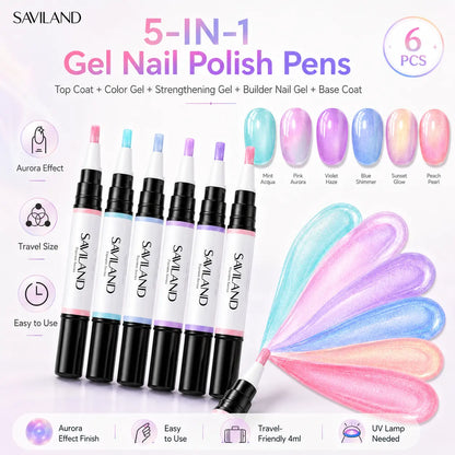 💅5-in-1 Aurora Gel Nail Pen – One-Step, No-Mess UV/LED Manicure