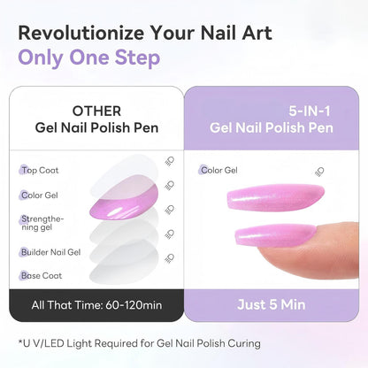 💅5-in-1 Aurora Gel Nail Pen – One-Step, No-Mess UV/LED Manicure