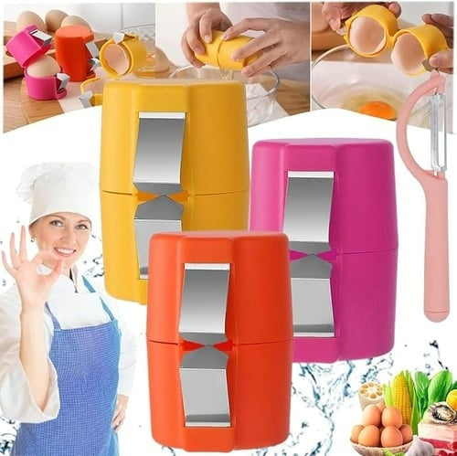 🍳Manual Egg Shell Opener - Fast Egg Shell Remover with Stainless Steel Cutter, No-Mess Kitchen Gadget