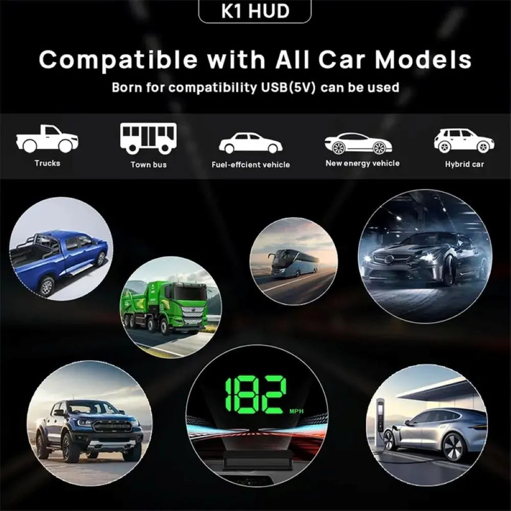 🚗Car GPS Speedometer Head-Up Display with Integrated Light Shield & Digital Screen