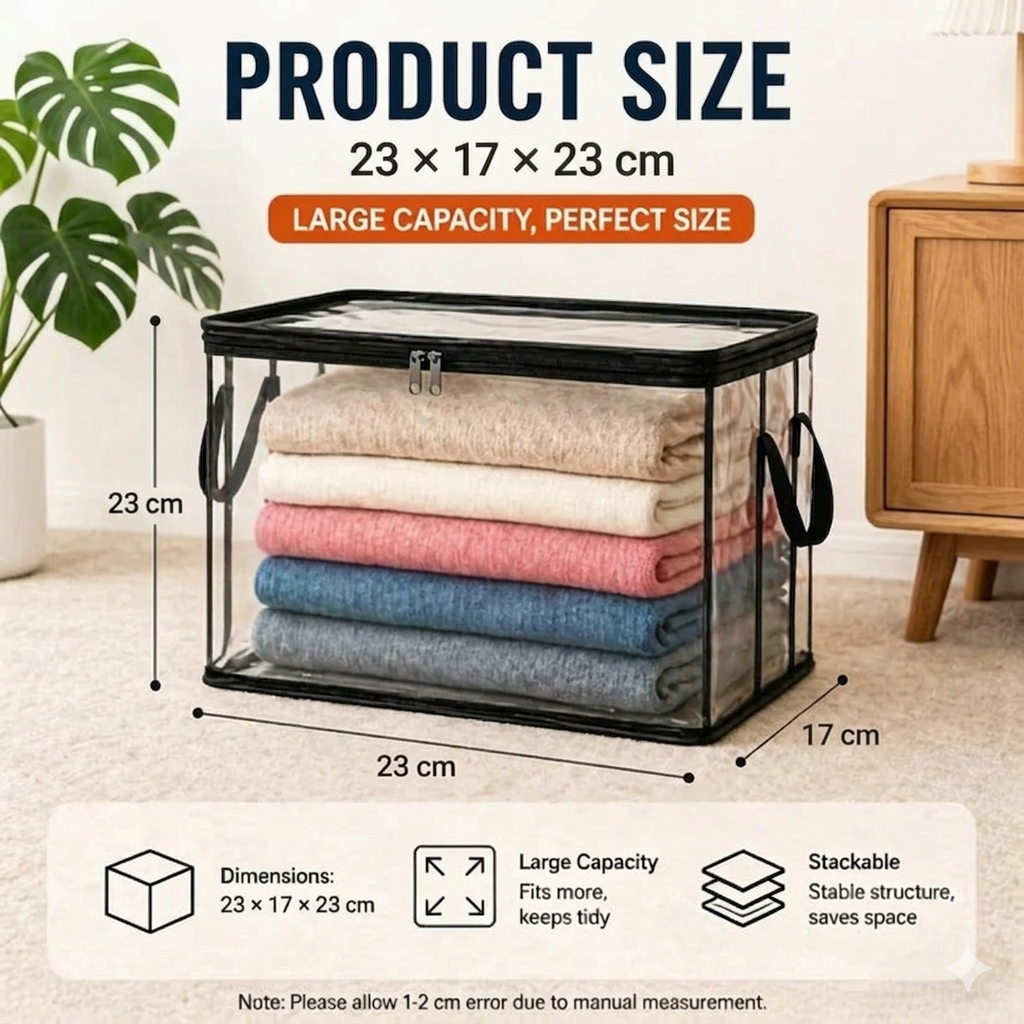 📦📦Large Clear Thick Plastic Storage Box with Hinged Lid, Heavy Duty High Capacity Organizer Bin, Free Shipping for Home Camping Travel Attic Moving-VEX