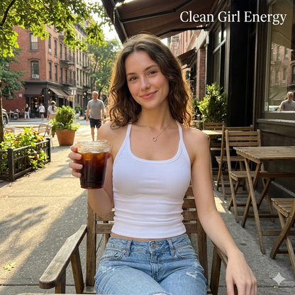 🔥Women's Summer Sexy Slim Fit Ribbed Tank Top with Built-in Bra, ✨U-Neck Sleeveless Casual Crop Top for Hot Girl Aesthetic⏳-LP