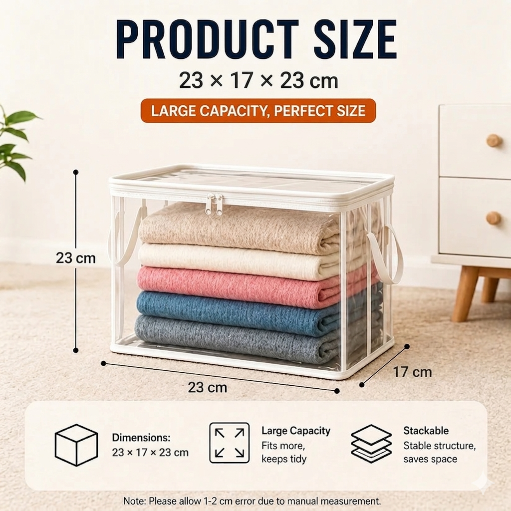 📦📦Large Clear Thick Plastic Storage Box with Hinged Lid, Heavy Duty High Capacity Organizer Bin, Free Shipping for Home Camping Travel Attic Moving-VEX