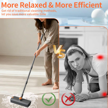🧹 No-Bend Cleaning | 4-in-1 Adjustable Long Handle Floor Scrub Brush & Squeegee ✨