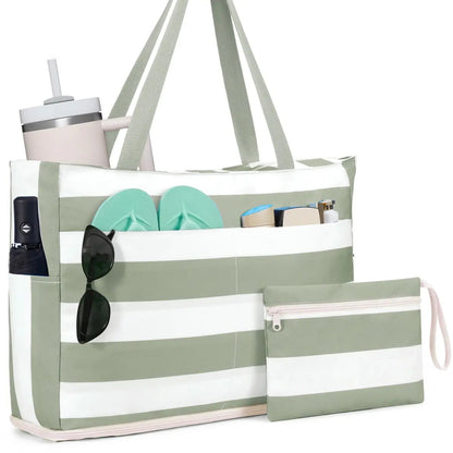 Large Waterproof Sandproof Beach Tote Bag with Zipper