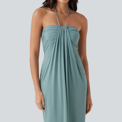 Halter Tie Back Maxi Dress with Pockets