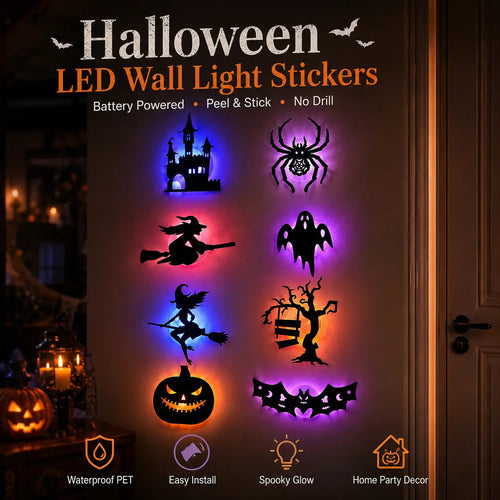 ✨ Halloween LED Silhouette Wall Light Stickers | Wire-Free Decor🎃