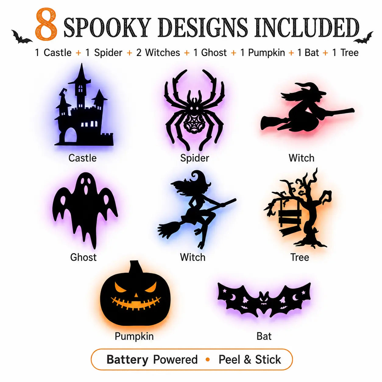 ✨ Halloween LED Silhouette Wall Light Stickers | Wire-Free Decor🎃