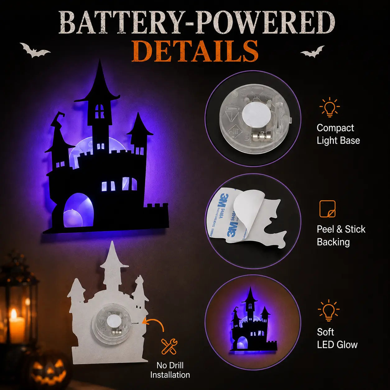 ✨ Halloween LED Silhouette Wall Light Stickers | Wire-Free Decor🎃