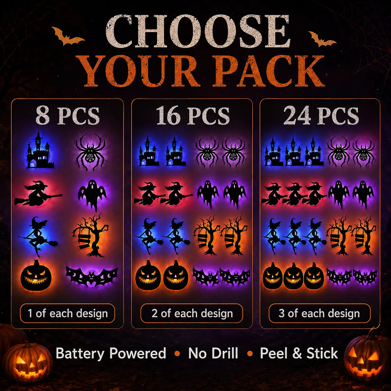 ✨ Halloween LED Silhouette Wall Light Stickers | Wire-Free Decor🎃
