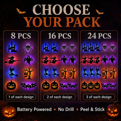 ✨ Halloween LED Silhouette Wall Light Stickers | Wire-Free Decor🎃