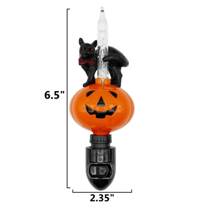 Halloween Pumpkin Jack O' Lantern & Black Cat Bubble Night Light