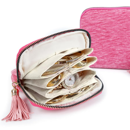 💎 Travel Jewelry Organizer Bag – Cotton-Lined Multi-Layer Case, Tangle-Free Storage