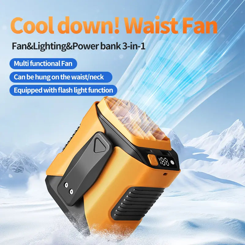 Upgrade Rechargeable Waist Fan with Power Bank