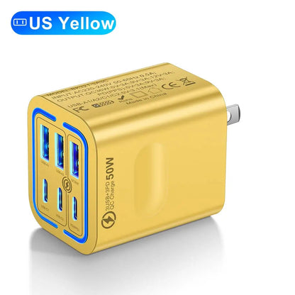 ⚡50W 6-Port USB C Fast Charger | 30W PD/PPS + 20W QC