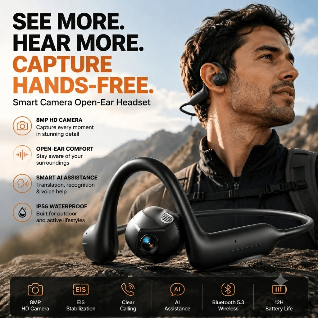 AI Camera Headset – Hands-Free POV Recording & Live Translation📸