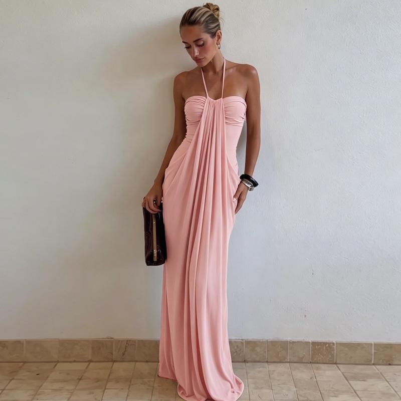 Halter Tie Back Maxi Dress with Pockets