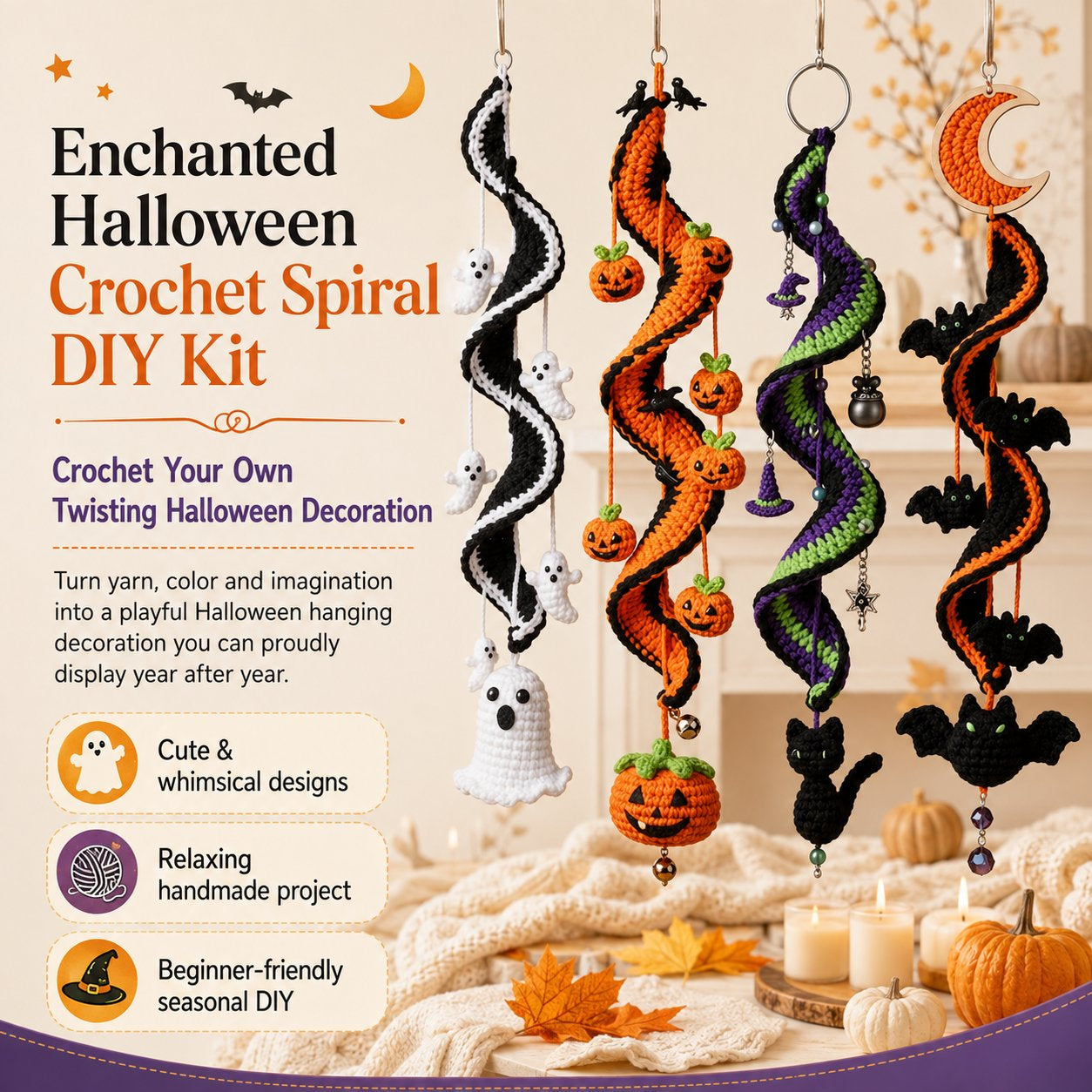 🎃 Enchanted Halloween Crochet Spiral DIY Kit