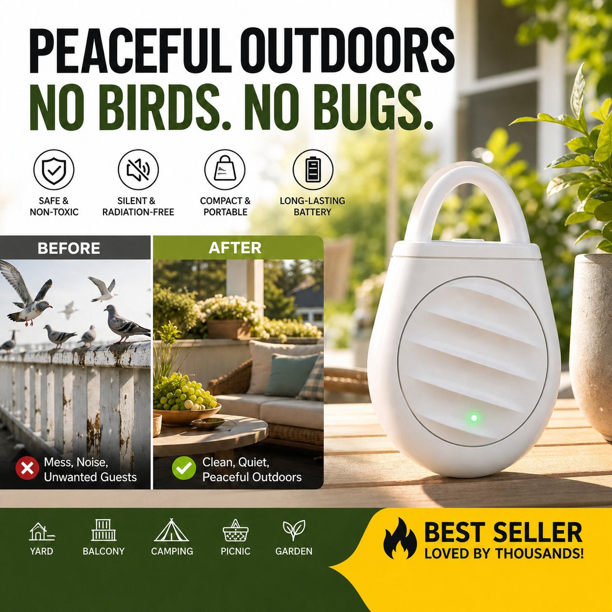 🦅Effective Garden Bird Repellent Tool - Safe & Humane Bird Deterrent for Plants and Crops