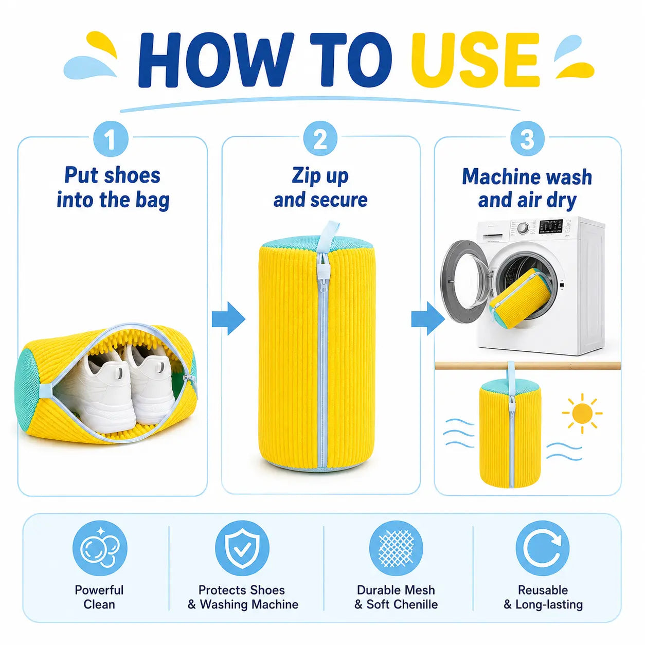 Shoe Washing Machine Bags, Laundry Shoe Bag for Washer and Dryer