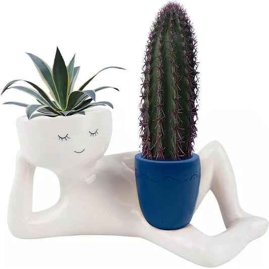 Relaxing Figure Planter with Mini Plant Pot Holder