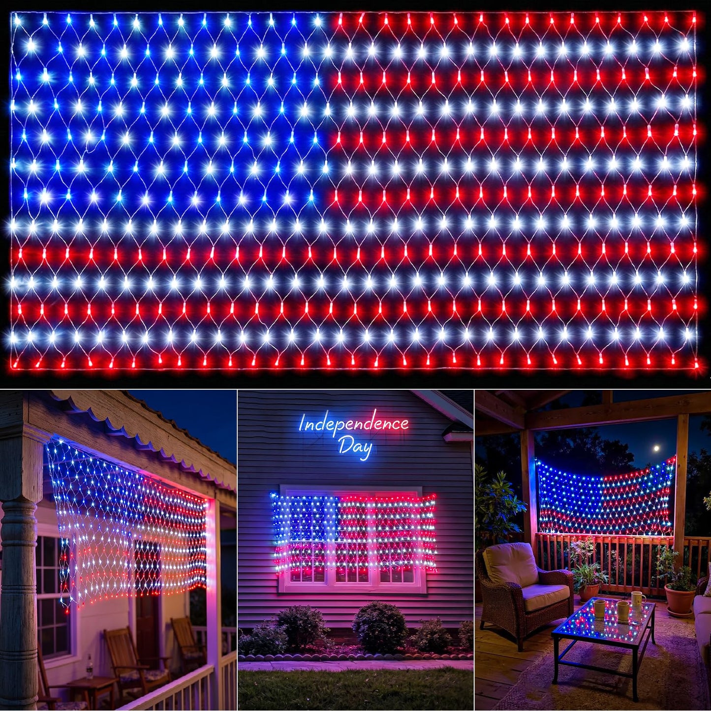 🎉Bright American Flag LED mesh light, Waterproof Indoor/Outdoor light