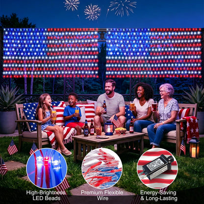🎉Bright American Flag LED mesh light, Waterproof Indoor/Outdoor light