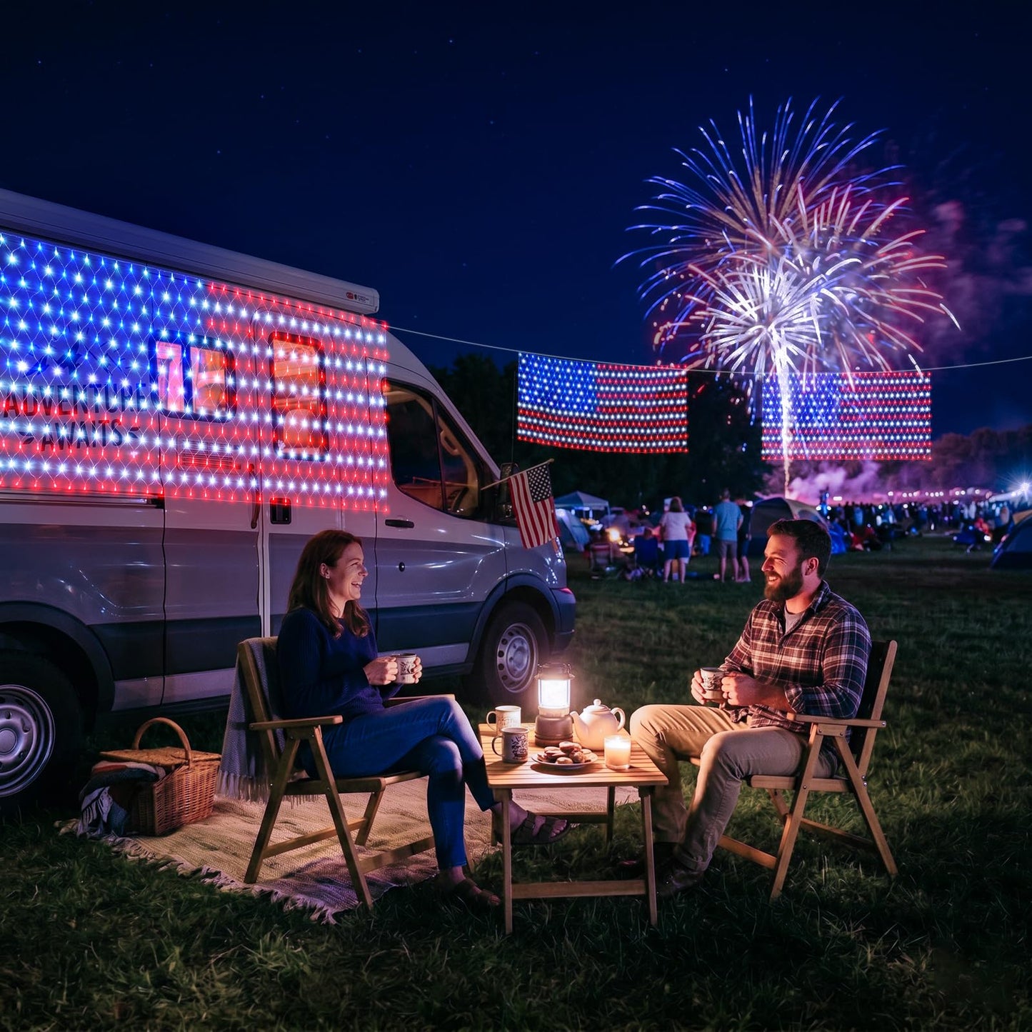 🎉Bright American Flag LED mesh light, Waterproof Indoor/Outdoor light