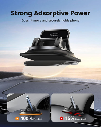 360 Degree Rotation Dashboard Phone Holder for Car, Anti-Slip Grips & One-Hand Operation