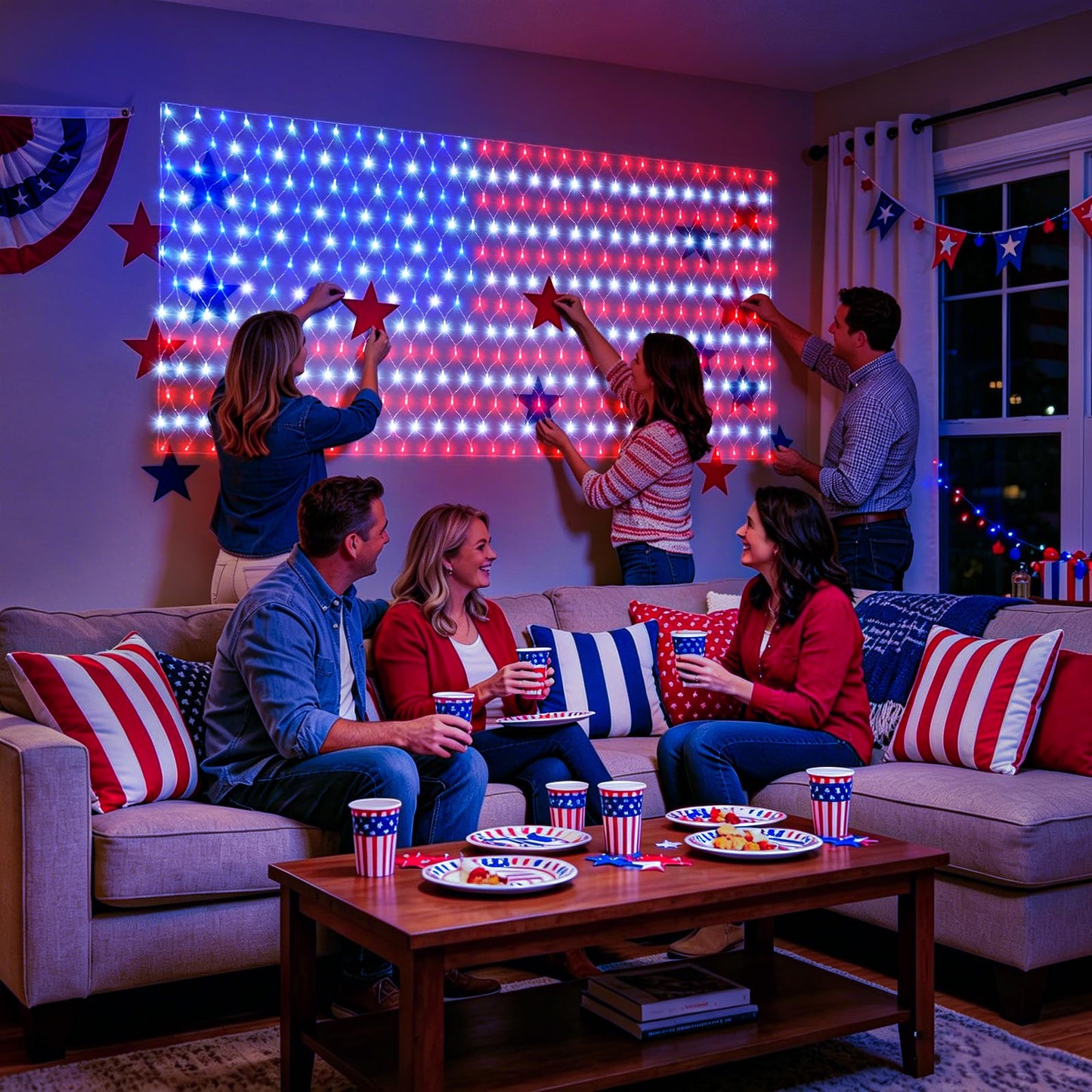 🎉Bright American Flag LED mesh light, Waterproof Indoor/Outdoor light