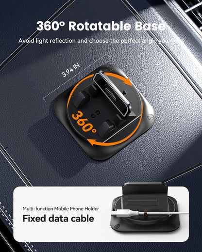 360 Degree Rotation Dashboard Phone Holder for Car, Anti-Slip Grips & One-Hand Operation